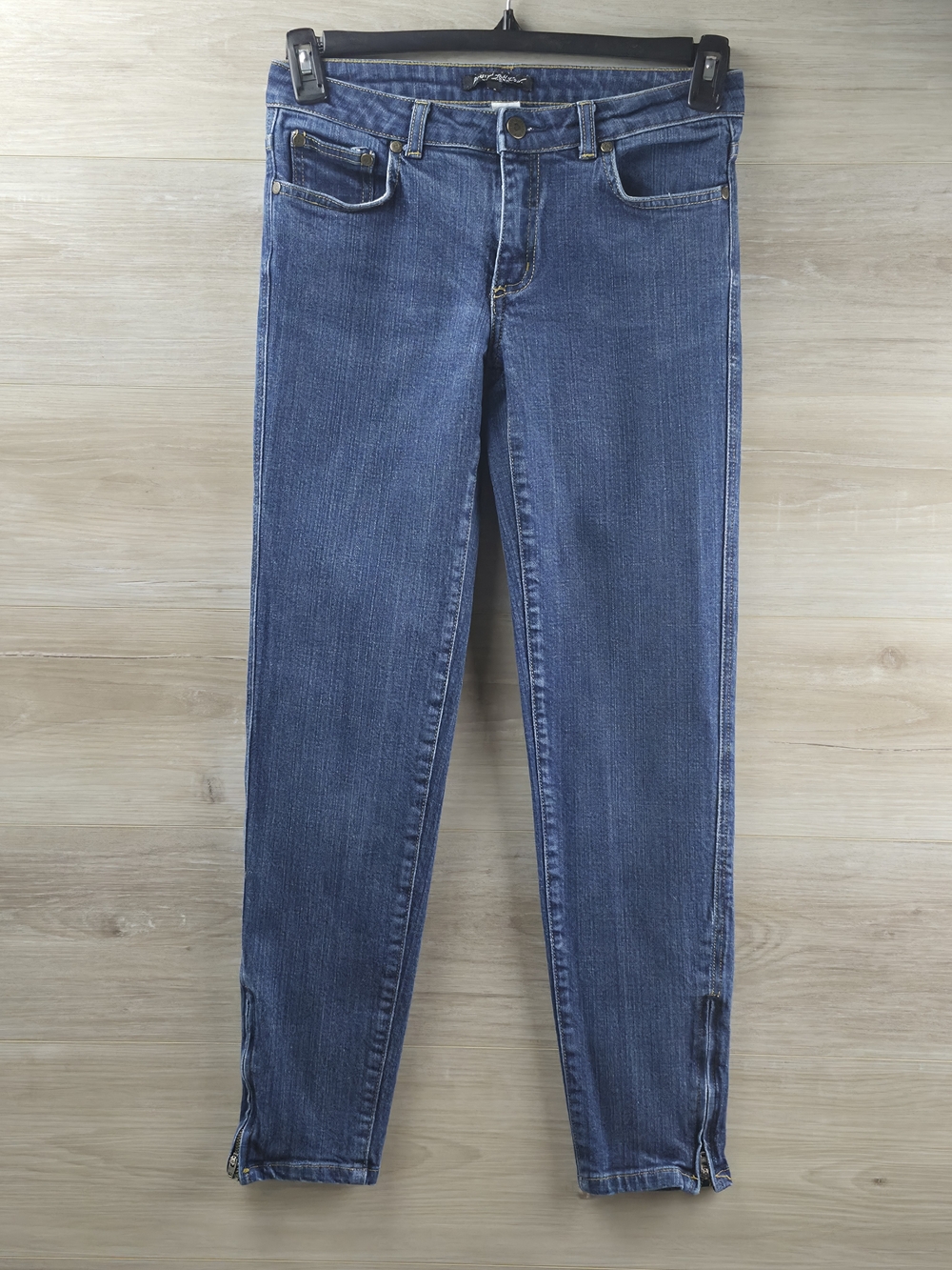 Betsey Johnson High‎ Rise Skinny Jeans Blue Floral Pocket Lining Stretch Size 4